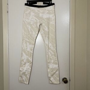 HELMUT LANG ivory beige marble abstract leggings US 27